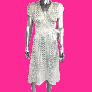 white lace sheer rockabilly wrap dress size small